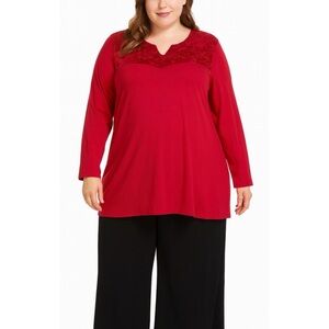 CATHERINES VELVET YOKE FLORAL BURN OUT TOP 4X VALENTINE COQUETTE FEMININE COTTON